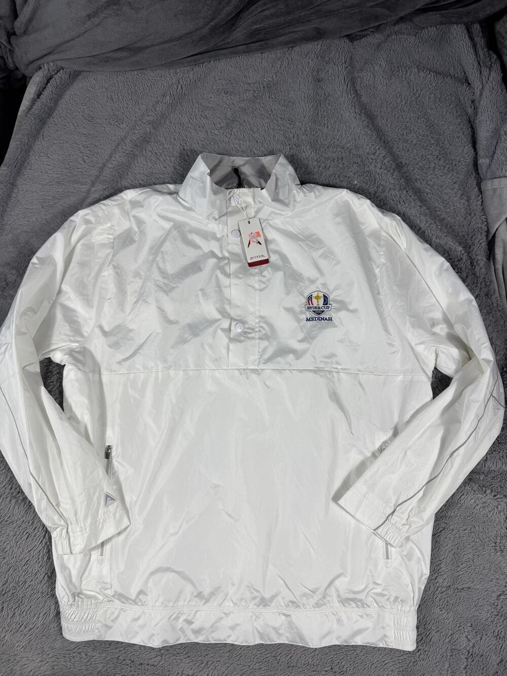 Ryder Cup 2012 Medinah Jacket Mens XL White Golf Antigua Pullover Windbreaker